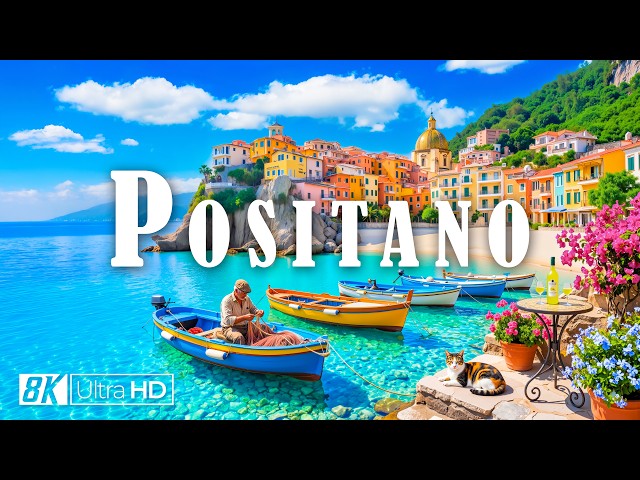 POSITANO 8K Virtual Tour 🇮🇹 🍋 Amalfi Coast, Spiaggia Grande & Stunning Mediterranean Sea Views 🌊