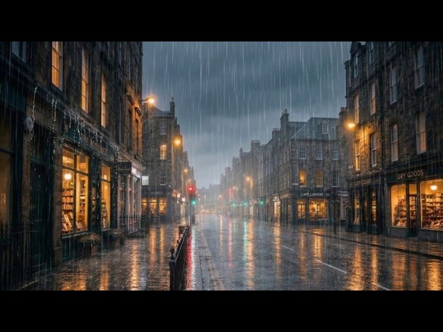 Gentle Rain on Cozy Vintage Bookshop Street for Deep Sleep & Insomnia Relief (5 Min Black Screen)
