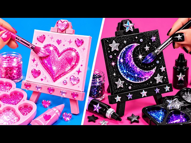 Pink Soft Girl vs. Rock Star in Art Class! 🌸🖤 Smart School Hacks and Gadgets by 123 GO! Galaxy