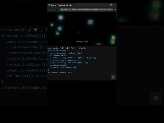 Glowing Emoji Rain Effect Using JavaScript | Fun Animation Tutorial #CSS #Animation #frontendcoding