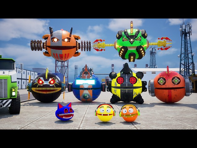 ROBOT POLICE  PACMAN VS CRUSHER MONSTER - ULTIMATE BATTLE WITH FUNNY STORY #pacman  #pacmanvspacman
