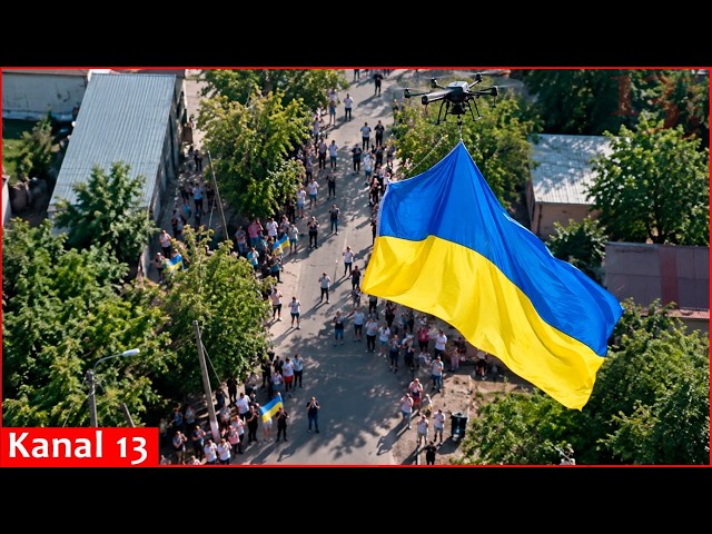 Ukrainian flag soars over Russian-occupied Hola Prystan in powerful show of defiance