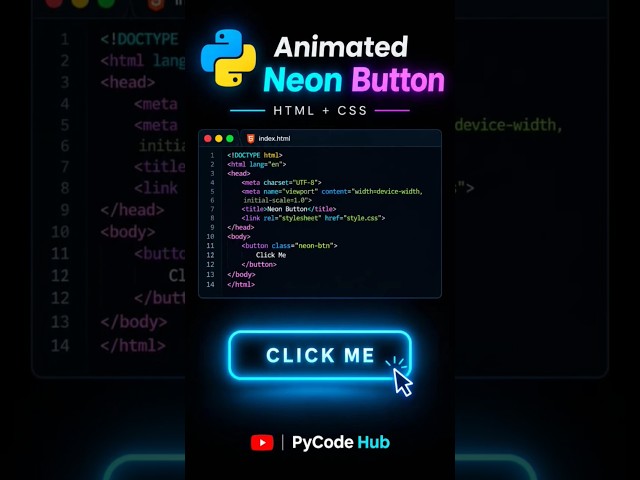 🔥 CSS Can Do THIS?! 😱 Animated Neon Button #shorts #coding #python #programming