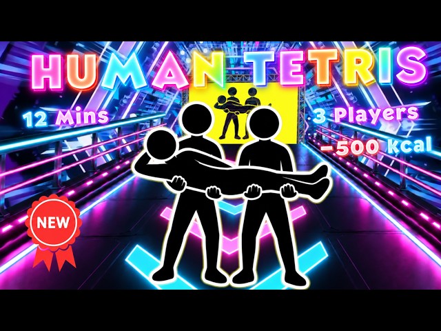 NEW HUMAN TETRIS х 3 Players 💪 Immersive Interactive Warm Up #3 | -500 kcal