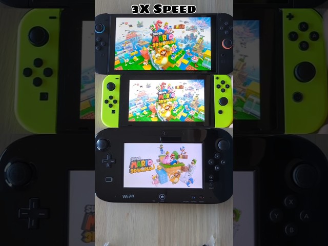 Super Mario 3D World- Nintendo Switch 2 vs Switch vs Wii U Speed Comparison