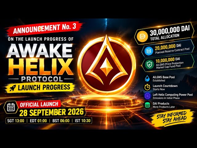 Awake Helix Protocol Launch Progress on 28 September 2026.