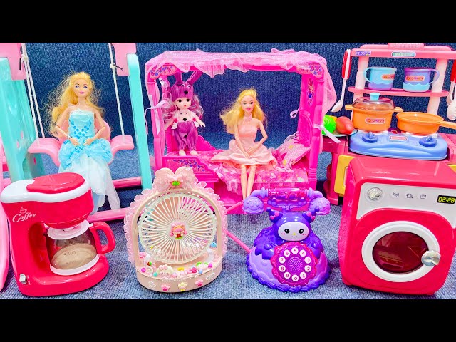 8 Minutes Satisfying with Unboxing Barbie Doll Pink Rock Bed Toys, Swing& Slide Toys Review｜ASMR