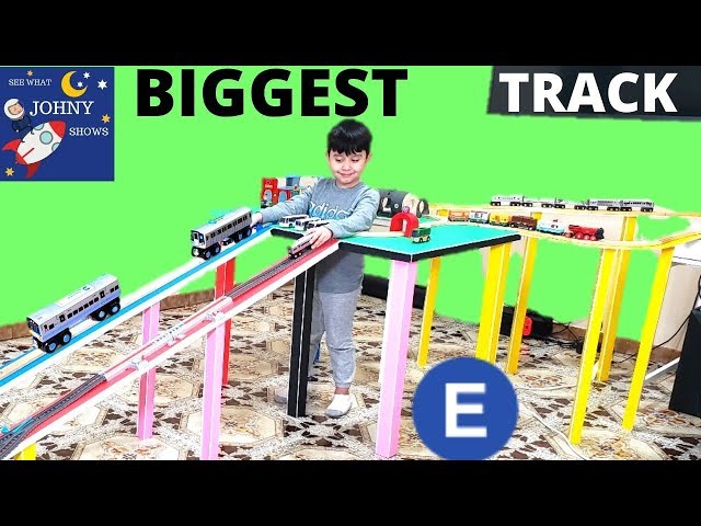 Johny Builds BIGGEST Wooden Track Layout For New Munipals MTA Subway Train Toys & Trackmaster