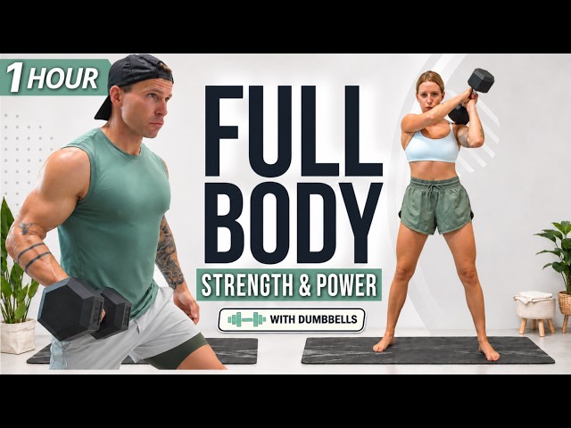 1 Hour FULL BODY WORKOUT with DUMBBELLS | Strength Training