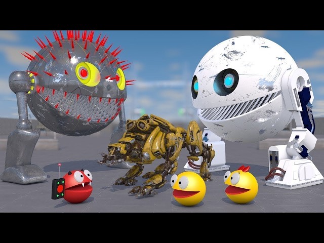 🔴 LIVE | Retro CGI Pacman Robot Animation – Sci-Fi Mecha Universe & 3D Character Showcase