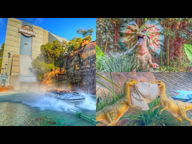 (NEW Dinosaurs) Jurassic World The Ride refurbishment at Universal Studios Hollywood 4K POV