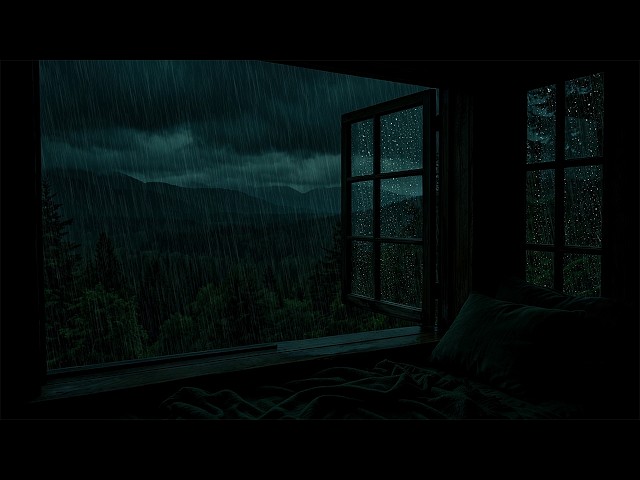 Soft Rain in Outdoor the Open Window Bedroom | Cozy Night Ambience for Sleep
