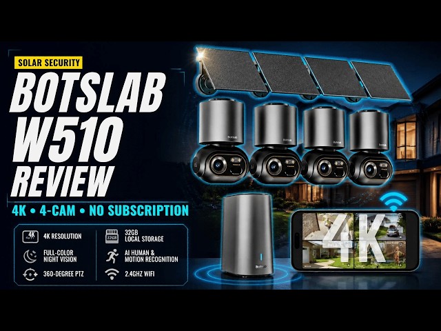 BOTSLAB W510 4K Wireless Security Camera Review | 4-Cam Solar System With No Fees!