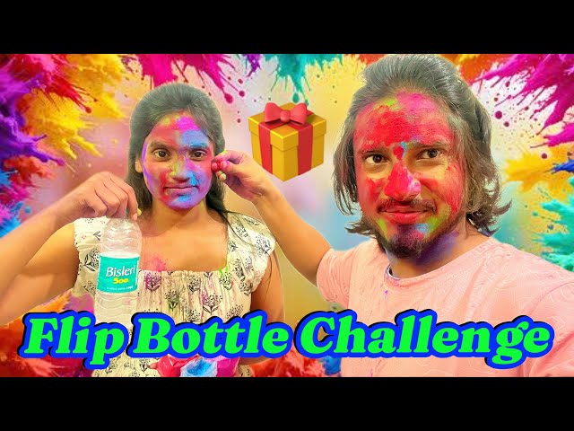 Flip Bottles Challenge With Holi Colours Funny Video