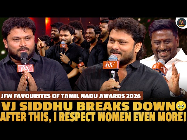VJ Siddhu “Nothing Can Compensate For What She Went Through” ❤️ | JFW Favourites Awards 2026