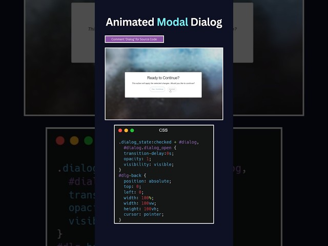 CSS Modal Dialog Animation | Smooth Open & Close Effect