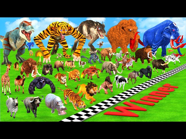 Ultimate Race 50 Wild Animals Vs Angry Elephant TRex Epic Speed Challenge Which is the Fastest ARBS