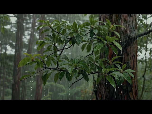Beat Stress & Goodbye Insomnia with Heavy Rain Sounds DIstance Thunder in the Forest for Sleep