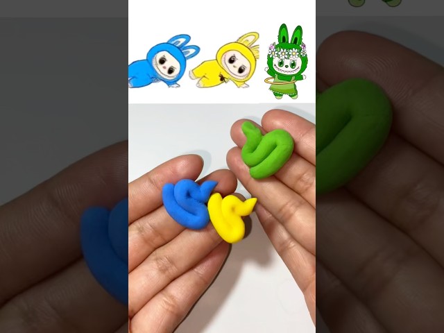 LABUBU color mixing !💩🎨💙💛+💚=👀❓😱 #viral #trending #fyp #clay #colormixing #shorts #labubu