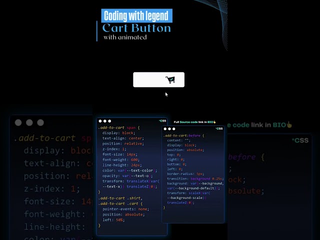 Animated cart Button in css ! Html css JavaScript tutorial visual studio viral coding project