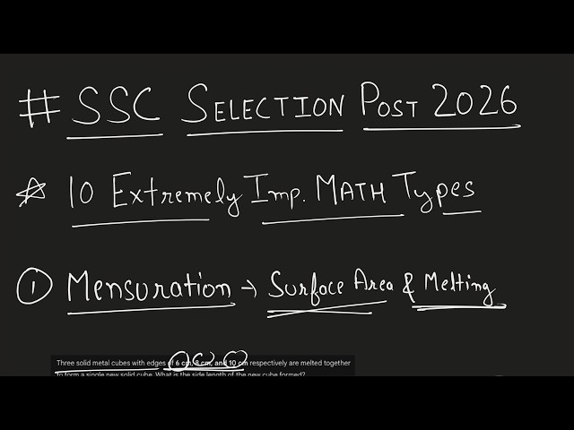 10 Extremely Important Question Types to Score 45+ in Maths for SSC Selection Post Phase 14 Exams...
