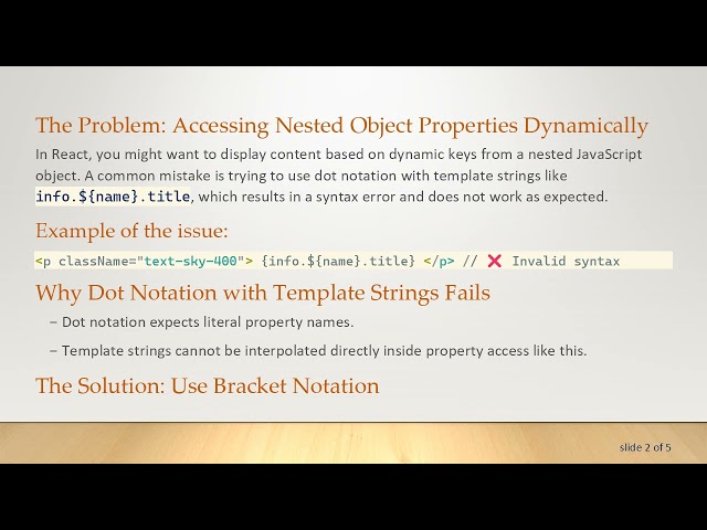 Access Nested JavaScript Object Values Dynamically in React Using Bracket Notation