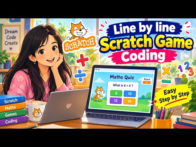 Line by line coding of Math Quiz #scratch #scratchcoding