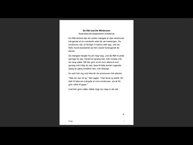 Intergermanisch översättning af Äsops fabel - De Räf und de Windruven