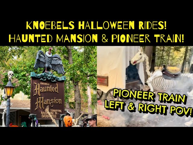 🎃KNOEBELS HALLO-FUN RIDES! Haunted Mansion & Haunted Pioneer Train Ride Left & Right POVs 🎃