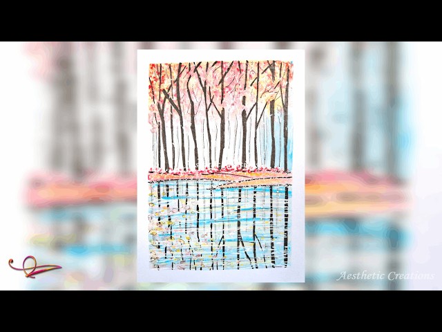 Autumn Trees around a Lake | Nature | Watercolour painting | Time-lapse