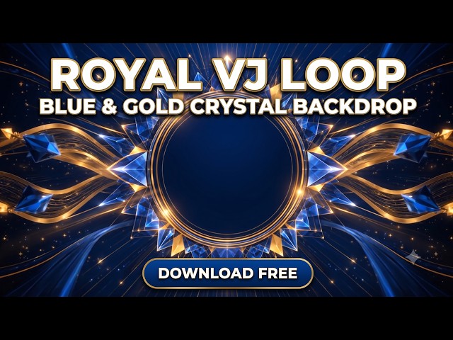 Royal Blue & Gold Crystal VJ Loop Full HD | Neon Stage LED Screen Backdrop
