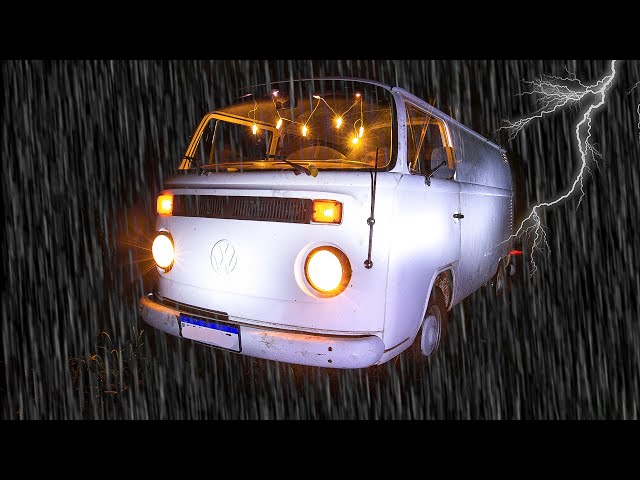 Van Camping in Heavy Rain - Sleeping During a Thunderstorm