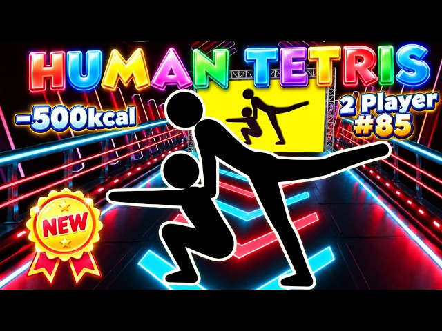 HUMAN TETRIS | Viral Immersive Interactive Warm-Up 🔥 2 PLAYER -500kcal 😲| ALL LEVELS GET HARDER! #85