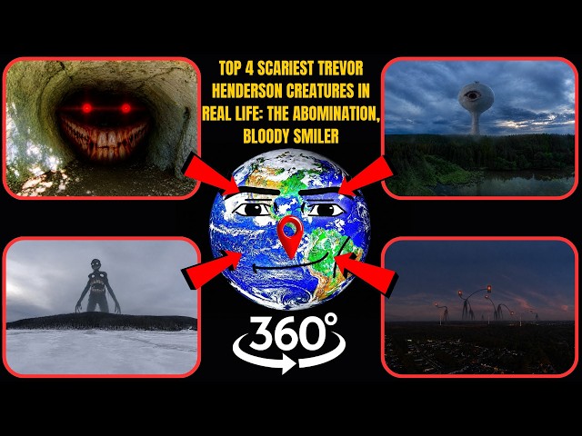 VR 360° - Top 4 Scariest Trevor Henderson Creatures in Real Life: The Abomination, Bloody Smiler,..