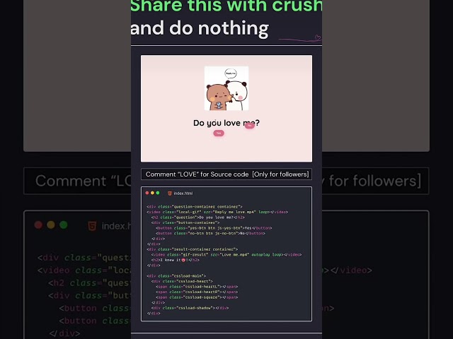 Valentine Day do you love me for your ! Javascript tutorial and react project for beginners