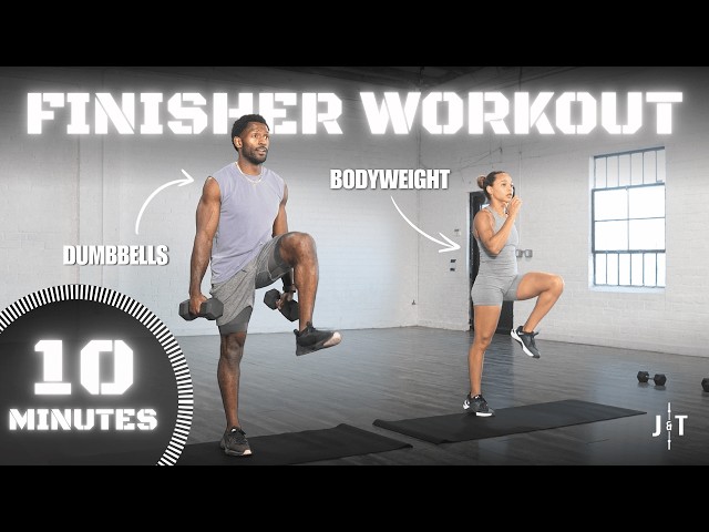 10 Minute Full Body NO EXCUSE Workout [Dumbbell or Bodyweight Finisher]