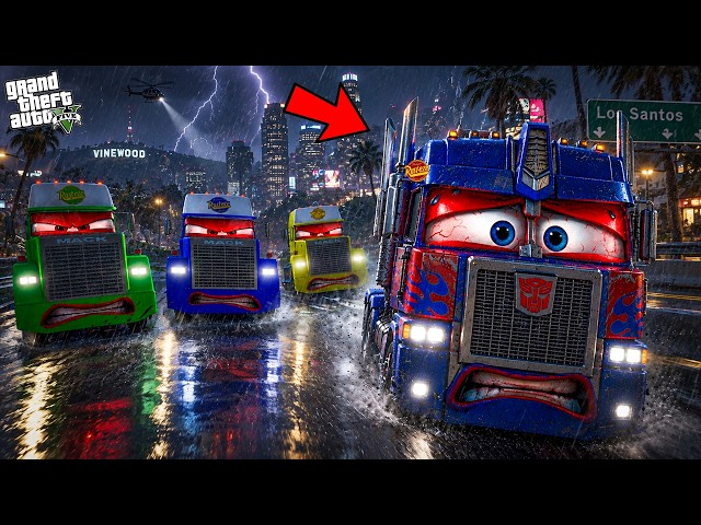 Franklin & Shinchan Optimus Prime Survives 3 Cursed Mack Trucks in GTA 5!