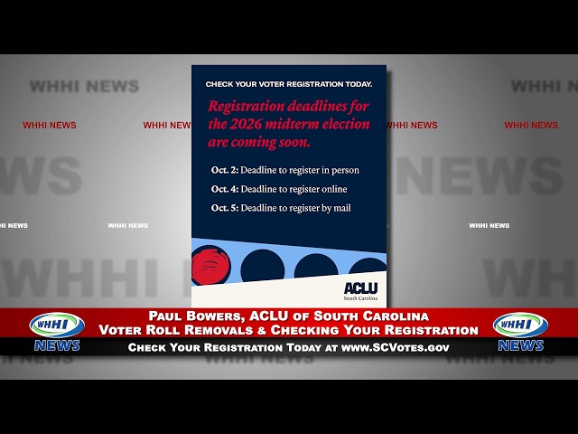WHHI NEWS | Paul Bowers: Voter Roll Removals & Checking Your Registration | ACLU of SC | WHHITV