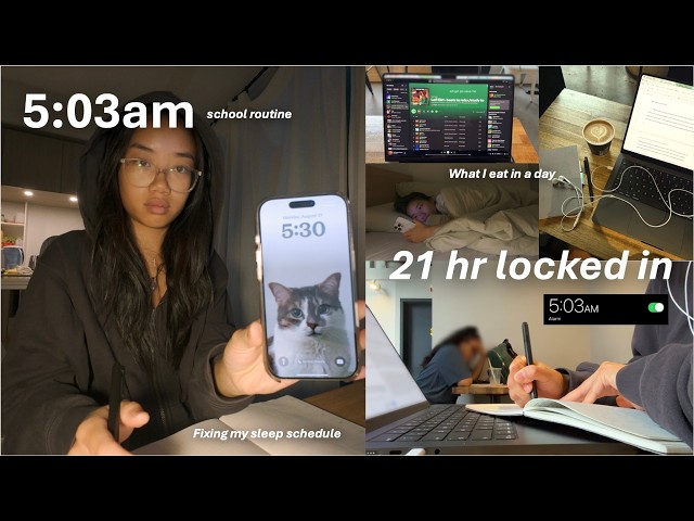 5:00AM, 21 hrs awake... a study vlog | immunology student, fixing my sleep schedule, meal prep