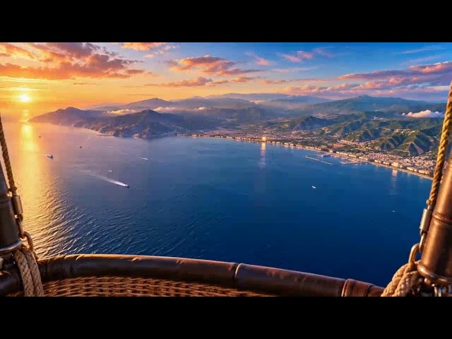 Flying Over the Amalfi Coast 🎈 30 Min Relaxing Music & Sunset | Italy