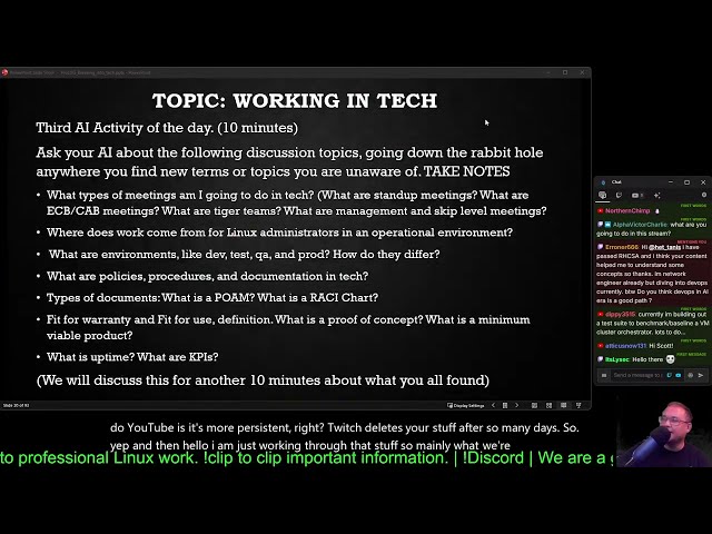 Talking about Linux and troubleshooting procedures.