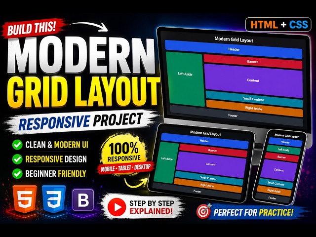 CSS Grid Layout Tutorial 🔥 | HTML & CSS for Beginners