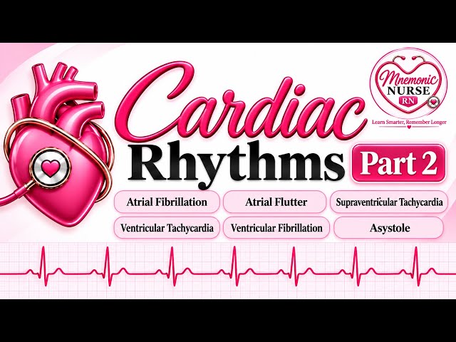 Cardiac Rhythms Part 2 | A-Fib, A-Flutter, SVT, V-Tach, V-Fib & Asystole | NCLEX Mnemonics