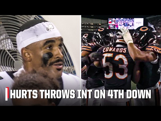 Jalen Hurts intercepted by T.J. Edwards on 4th down 😳 | ESPN NFL