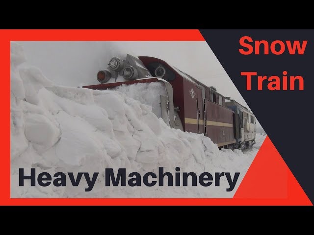 Train Snow Blowing in deep snow -  Rotary Snow Plow Train - Snow Blower train