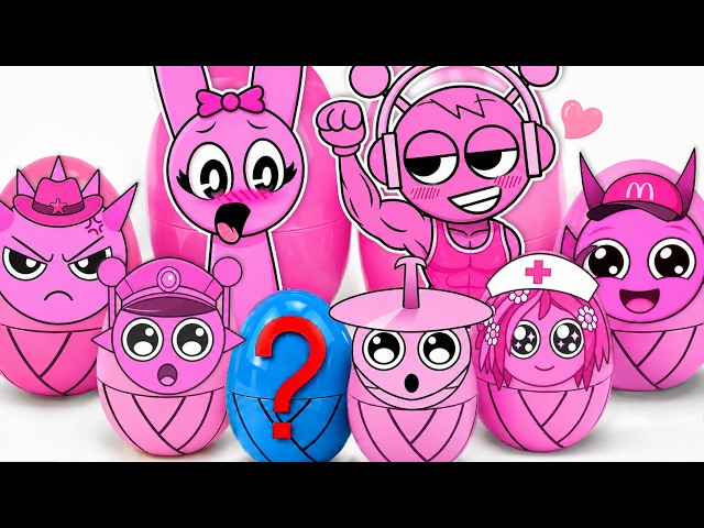 Paper DIY 💜 Unboxing Everyone is Pinki - Sprunki EGGs blind box | How to make blind bag 💜 Rumi DIY
