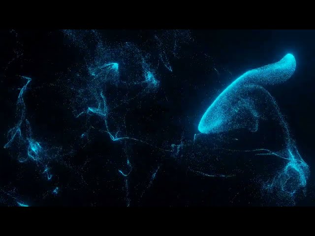 Blue Glowing Particles Play on a Black Screen - Motion Graphics Animated Background Video HD