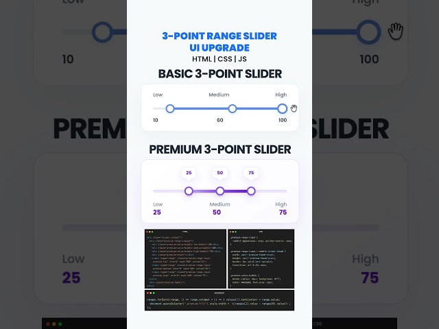 3-Point Range Slider UI Upgrade | Basic vs Premium | HTML CSS JS #shorts #foryou #rangeslider