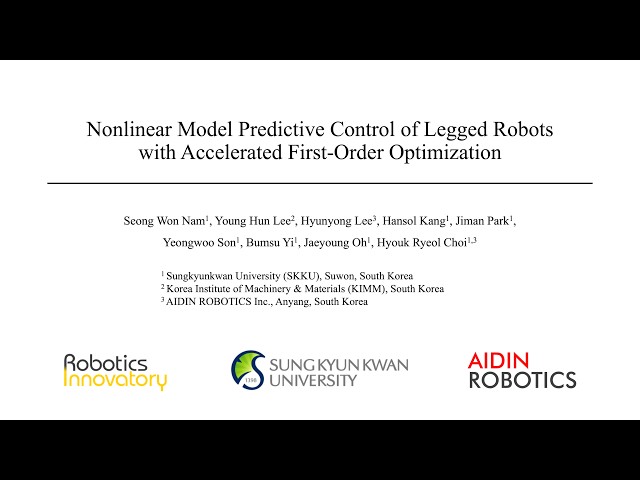 Nonlinear model predictive control of legged robots with accelerated first-order optimization