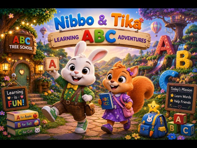 ABC Learning Adventure | A to Z Alphabet for Kids | Learn ABC with Nibbo & Tika 🐰🐿️